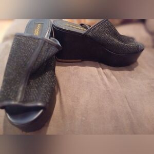 Donna Karan New York 7 black Sandals Wedge Heels Slip-ons Shoes